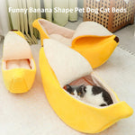 Cozy Banana Cat Bed for Cats and Dogs - Soft Plush Pet House